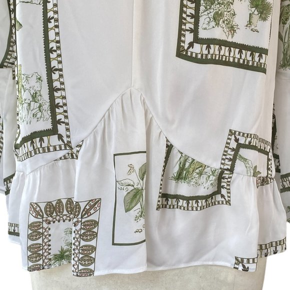 NWT Ecru Bellucci Tropical Postcard Bar Detail Animal Print Indie Ruffle Top-L - Picture 6 of 16